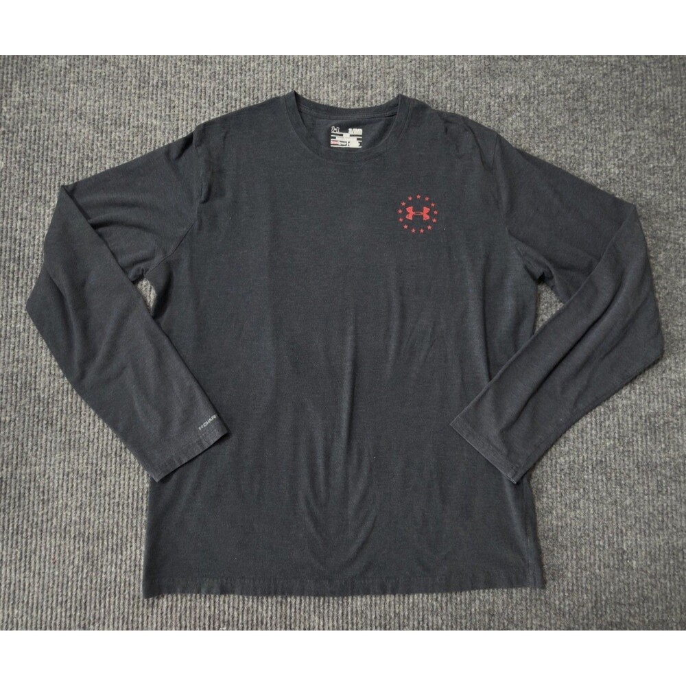 Under Armour Wounded Warrior Project Freedom Shirt Men XL Gray Red Long Sleeve